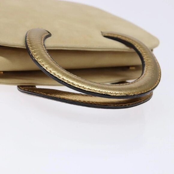 Salvatore Ferragamo Hand Bag Suede Beige Gold Auth 134611 - Picture 8 of 16
